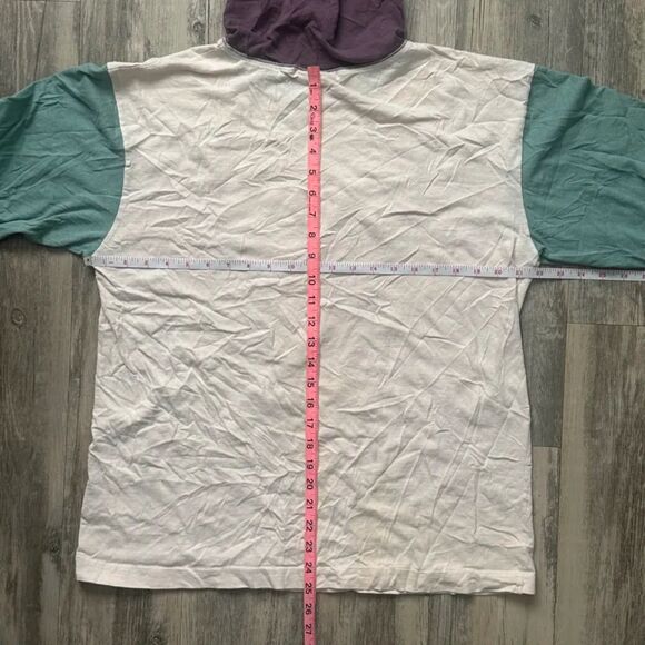 Vintage 70s Snoopy Blue Ribbon Workwear Hooded Long Sleeve Shirt Size Large - Picture 6 of 9